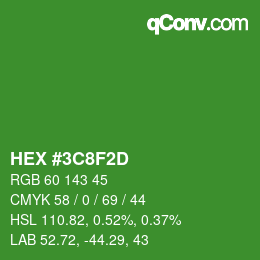 カラーコード: HEX #3C8F2D | qconv.com
