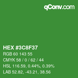 Color code: HEX #3C8F37 | qconv.com