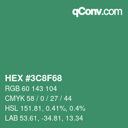 カラーコード: HEX #3C8F68 | qconv.com