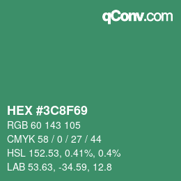 カラーコード: HEX #3C8F69 | qconv.com