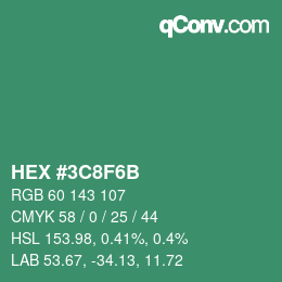 カラーコード: HEX #3C8F6B | qconv.com