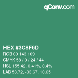カラーコード: HEX #3C8F6D | qconv.com