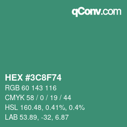 Color code: HEX #3C8F74 | qconv.com