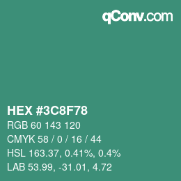 Color code: HEX #3C8F78 | qconv.com