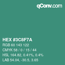 Color code: HEX #3C8F7A | qconv.com