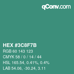 Farbcode: HEX #3C8F7B | qconv.com