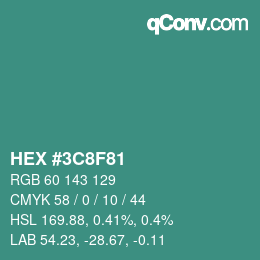 Color code: HEX #3C8F81 | qconv.com