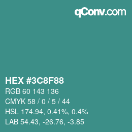 Color code: HEX #3C8F88 | qconv.com