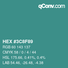 Color code: HEX #3C8F89 | qconv.com