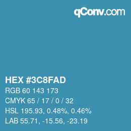 Color code: HEX #3C8FAD | qconv.com