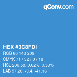 カラーコード: HEX #3C8FD1 | qconv.com