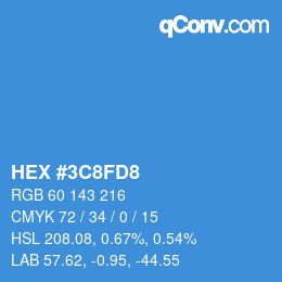 カラーコード: HEX #3C8FD8 | qconv.com