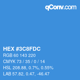 カラーコード: HEX #3C8FDC | qconv.com