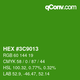 颜色代码: HEX #3C9013 | qconv.com