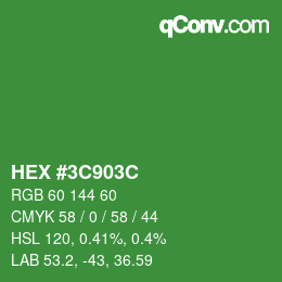 颜色代码: HEX #3C903C | qconv.com