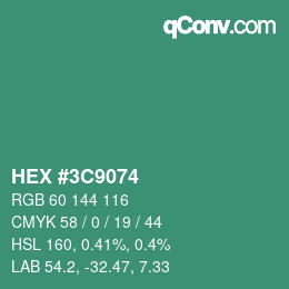 Color code: HEX #3C9074 | qconv.com