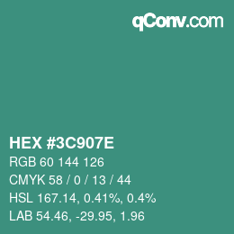 Color code: HEX #3C907E | qconv.com