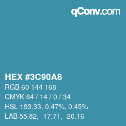 カラーコード: HEX #3C90A8 | qconv.com