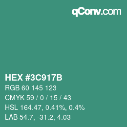 Color code: HEX #3C917B | qconv.com