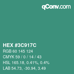 Color code: HEX #3C917C | qconv.com