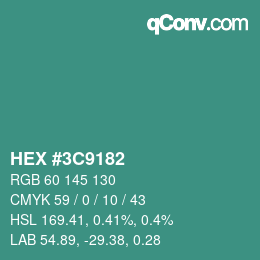 Color code: HEX #3C9182 | qconv.com