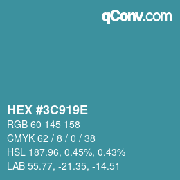 Color code: HEX #3C919E | qconv.com