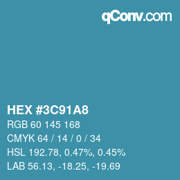 カラーコード: HEX #3C91A8 | qconv.com