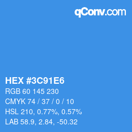 カラーコード: HEX #3C91E6 | qconv.com