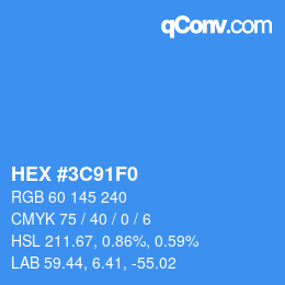 Color code: HEX #3C91F0 | qconv.com