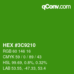カラーコード: HEX #3C9210 | qconv.com