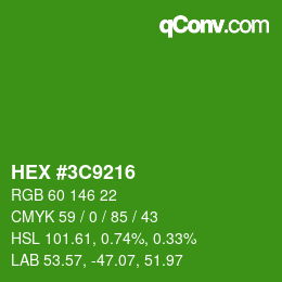 カラーコード: HEX #3C9216 | qconv.com