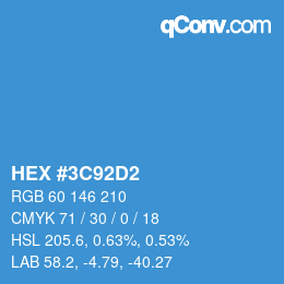 カラーコード: HEX #3C92D2 | qconv.com