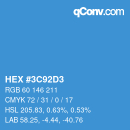 カラーコード: HEX #3C92D3 | qconv.com