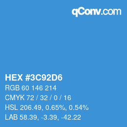 カラーコード: HEX #3C92D6 | qconv.com