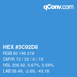 颜色代码: HEX #3C92D8 | qconv.com
