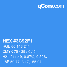 カラーコード: HEX #3C92F1 | qconv.com