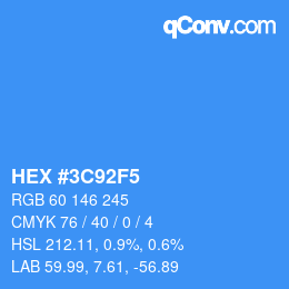 Farbcode: HEX #3C92F5 | qconv.com