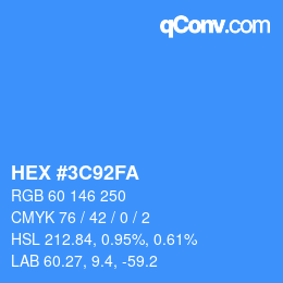 カラーコード: HEX #3C92FA | qconv.com