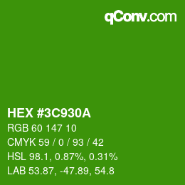 Color code: HEX #3C930A | qconv.com