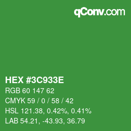 Color code: HEX #3C933E | qconv.com