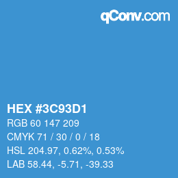 Farbcode: HEX #3C93D1 | qconv.com