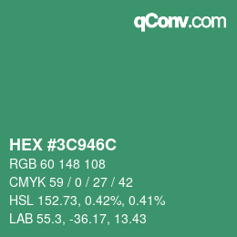 Color code: HEX #3C946C | qconv.com