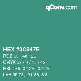 Color code: HEX #3C947E | qconv.com
