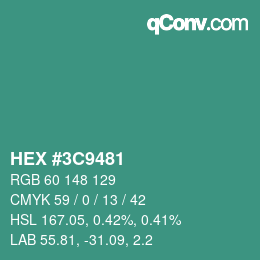 Color code: HEX #3C9481 | qconv.com