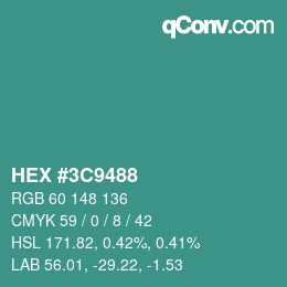 Color code: HEX #3C9488 | qconv.com