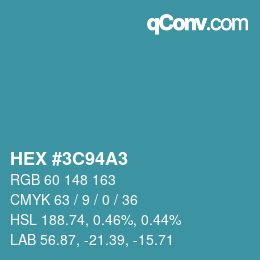 カラーコード: HEX #3C94A3 | qconv.com