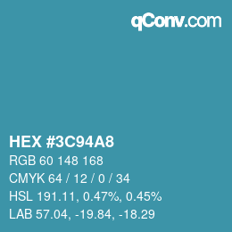 カラーコード: HEX #3C94A8 | qconv.com