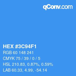 Color code: HEX #3C94F1 | qconv.com