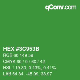 Color code: HEX #3C953B | qconv.com