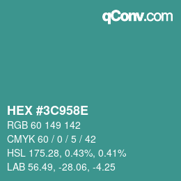 Color code: HEX #3C958E | qconv.com